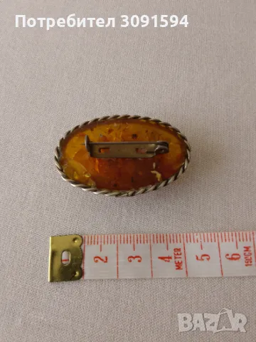 Викторианскан брошка от естествен кехлибар , снимка 6 - Антикварни и старинни предмети - 47622085