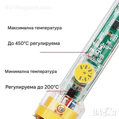 Електрически поялник с терморегулатор за запояване електроника хоби спойки ремонт платки нов модел, снимка 2 - Друга електроника - 51049977