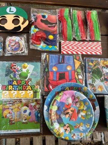 Комплект парти аксесоари детски рожден ден ,Super Mario, 177 части, снимка 9 - Други - 51475153