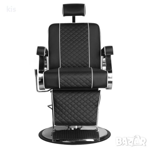 Италиански бръснарски стол Gabbiano Paulo в черен цвят, снимка 4 - Бръснарски столове - 42112349