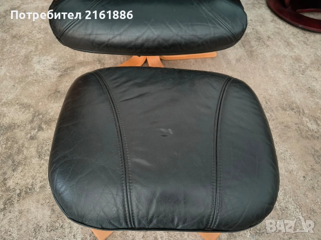 Relax кресло с отоманка от естествена кожа , снимка 5 - Дивани и мека мебел - 54129612