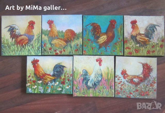 Петли, петлета, петел, петле, Мима / Art by MiMa, картина, rooster oil on canvas painting