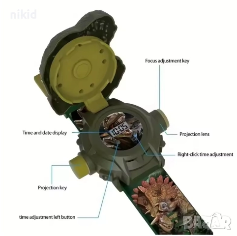 3D глава Динозаври Динозавър Джурасик парк детски часовник прожектор, снимка 3 - Детски - 38128185