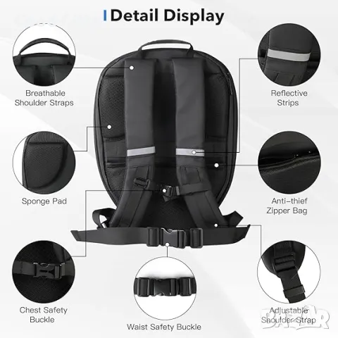 4D LED Раница с мърдащи очи, Водоустойчива Раница за мотор, Шарена, снимка 6 - Раници - 48604790