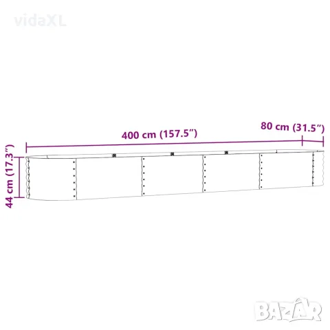 vidaXL Повдигнато легло Кафяво 400 x 80 x 44 cm Стомана, снимка 10 - Саксии и кашпи - 56147544