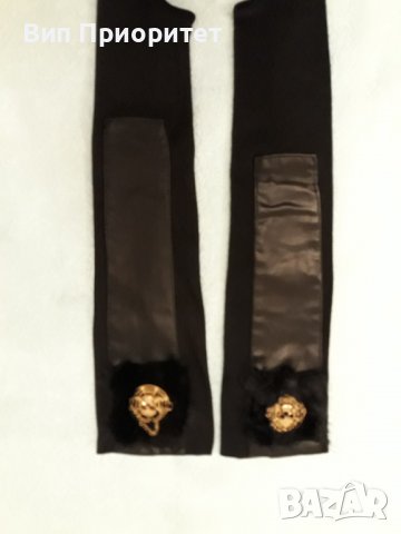 Ръкавици - тип Ръкавели- комбинация от кожа,плат,пух и бижута, снимка 4 - Ръкавици - 37450498