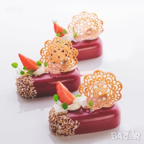 6 Цветя цвете дантела силиконов килим молд форма украса торта с фондан шоколад гъмп, снимка 2 - Форми - 44246927