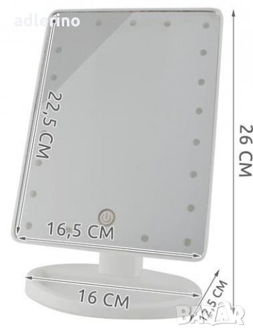LED огледало за грим, осветено настолно, подвижно, регулируемо, преносимо огледало за грим, 22 диода, снимка 8 - Огледала - 34404111