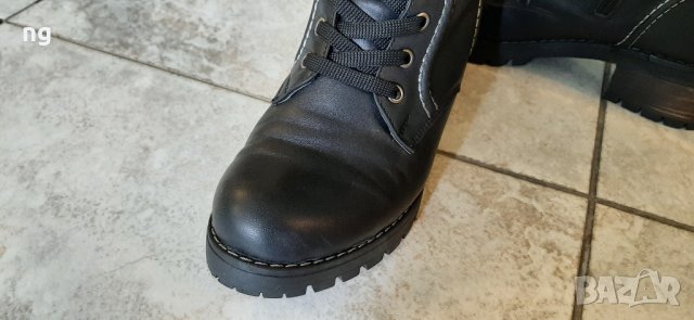  дамски боти с връзки и цип от естествена кожа Miss Caprice номер 39 цвят черен, снимка 6 - Дамски боти - 31456002