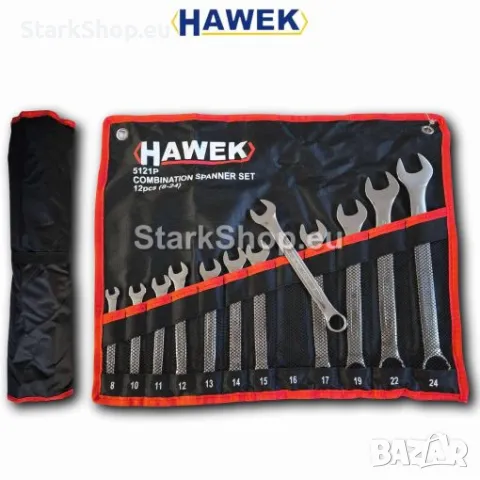 Професионален Комплект Звездогаечни Ключове HAWEK 12 части (8-24мм) Изработени от Хром Ванадиева Сто, снимка 2 - Ключове - 50260637