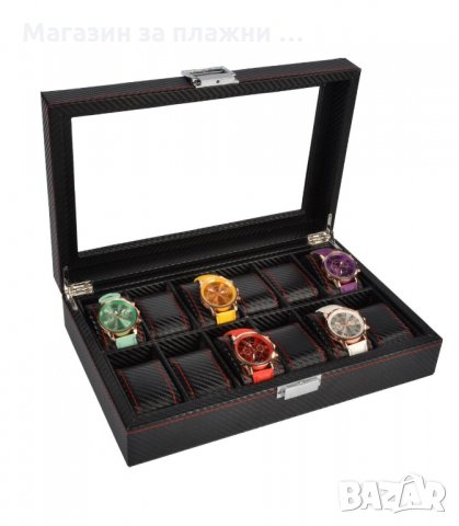 КУТИЯ ЗА ЧАСОВНИЦИ ОТ КАРБОН С 12 ОТДЕЛЕНИЯ - код 2169