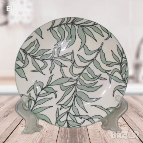 Порцеланова чиния с пластмасова поставка 19см, Листа 2, снимка 2 - Други стоки за дома - 52897570