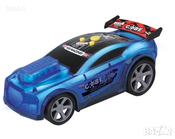 Състезателно синьо превозно средство със светлини и звук S_1209363