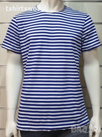 Нова мъжка класическа моряшка тениска на райе, снимка 2 - Тениски - 32048100