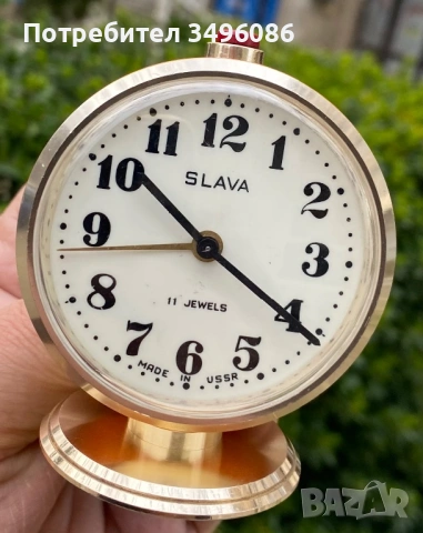 Стар съветски механичен будилник СЛАВА 11 камъка, снимка 17 - Колекции - 54058934