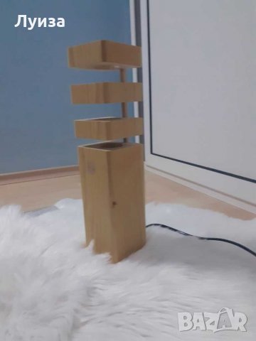 Страхотна бутикова дървена лампа, снимка 2 - Настолни лампи - 30552591