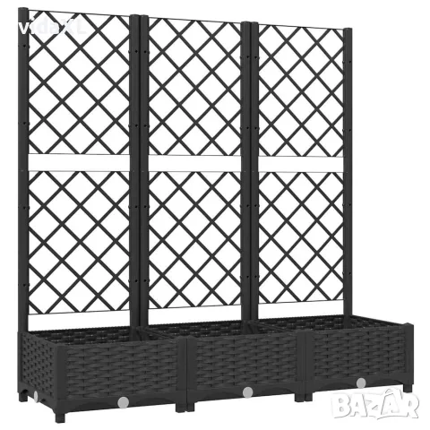 vidaXL Градинска саксия с решетка, черна, 120x40x121,5 см, полипропилен