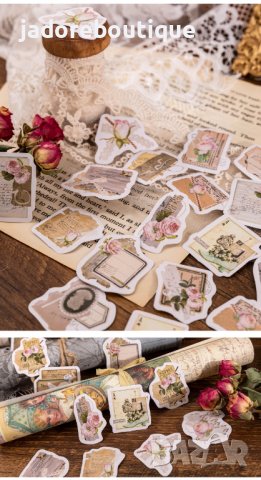 Скрапбук стикери за декорация планер винтидж писма рози - 23 бр /комплект , снимка 4 - Други - 38234092