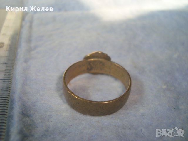 СТАРИНЕН ПОЗЛАТЕН БРОНЗОВ ПРЪСТЕН от ДИНАР КРАЛСТВО ЮГОСЛАВИЯ с ФАСЕТИРАН ЕСТЕСТВЕН ГРАНАТ 32351, снимка 9 - Антикварни и старинни предмети - 38360245