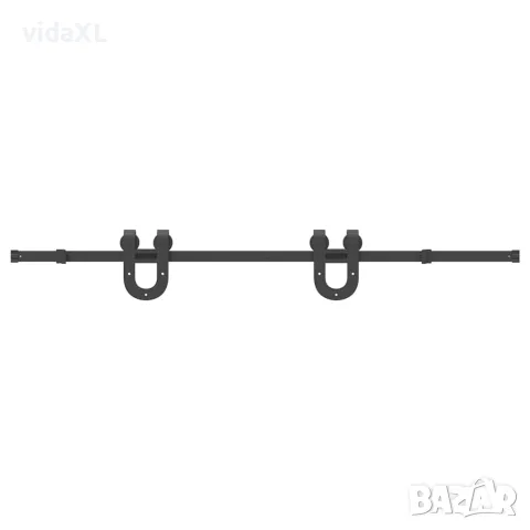 vidaXL Комплект механизъм за плъзгаща врата, 183 см, стомана, черен
