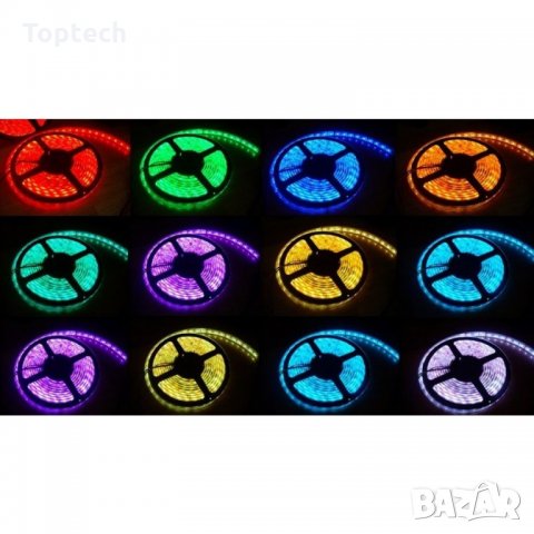 Комплект RGB LED лента, диод 3528, с дистанционно и захранване - 5 метра, снимка 5 - Лед осветление - 31204109