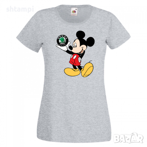 Дамска тениска Mickey Mouse Skoda .Подарък,Изненада,, снимка 4 - Тениски - 36529147