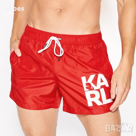 Karl Lagerfeld Оригинален мъжки бански / шорти за плаж L, XL Червен, снимка 1 - Бански - 37600999