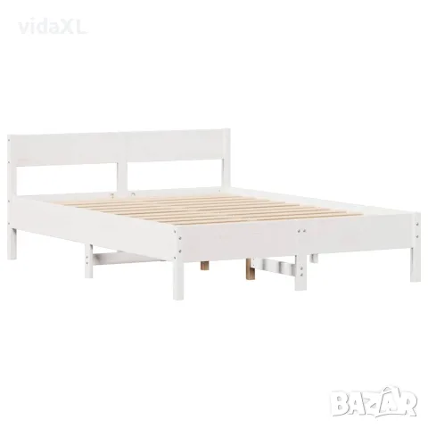 vidaXL Рамка за легло без матрак, бял, 120x190 см, борово дърво масив, снимка 5 - Спални и легла - 56146964
