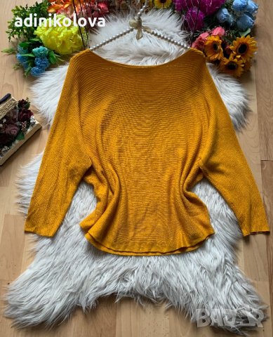 Тънък пуловер горчица, снимка 1 - Блузи с дълъг ръкав и пуловери - 39459921