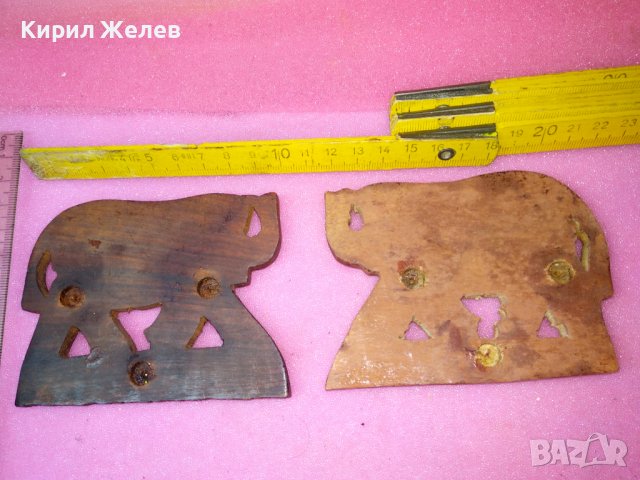 2 СТАРИ АЗИАТСКИ СЛОНЧЕТА АРТ ПАНО от САНДАЛОВО ДЪРВО и МЕСИНГ РЪЧНА ИЗРАБОТКА 42835, снимка 2 - Пана - 44185181