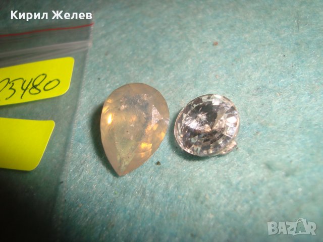 2 СТАРИ ФАСЕТИРАНИ КРИСТАЛА за БИЖУТА НАКИТИ УКРАСА ХЕНД - МЕЙД МАТЕРИАЛ 25480, снимка 3 - Други - 35517754