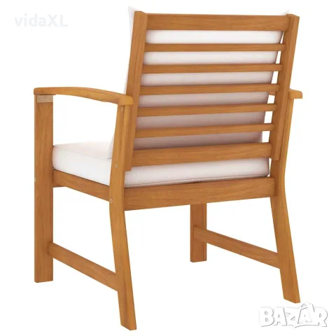 vidaXL Градински столове, 2 бр, кремави възглавници, акация масив, снимка 3 - Столове - 56146616