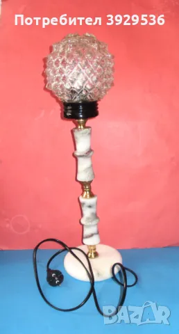 Нова настолна винтидж мраморна лампа с глобус и h=53см, снимка 3 - Настолни лампи - 50358206
