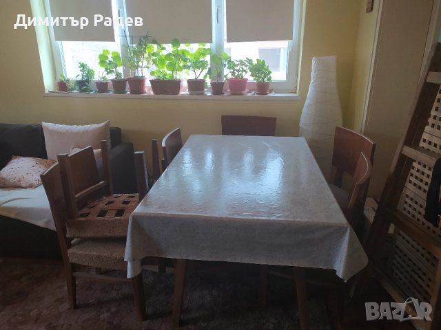 РЕТРО МАСИВНА ХОЛНА РАЗТЕГАТЕЛНА МАСА И СТОЛОВЕ МЕКА МЕБЕЛ 6 БР. ДЪРВЕС. ДЪБ, снимка 7 - Столове - 52552714