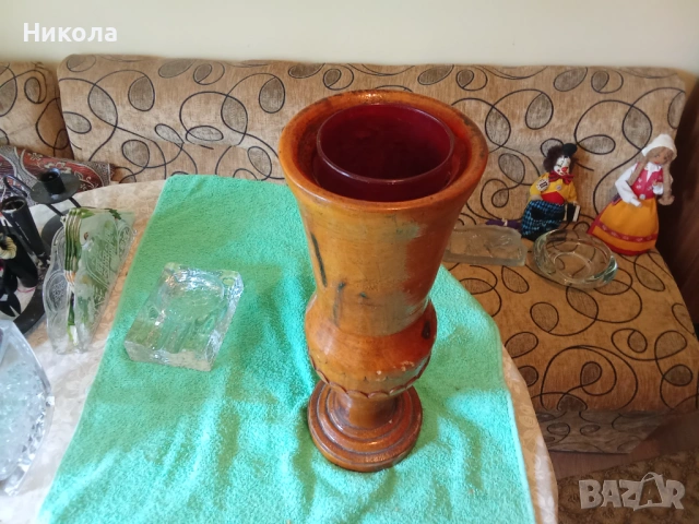 Стара дървена ваза уникат, снимка 4 - Други ценни предмети - 53959533