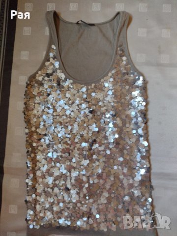 Елегантен потник с ламе в цвят каки AX Armani Exchange ,, снимка 1