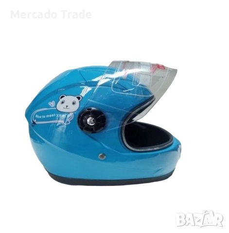 Детска каска за мотор Mercado Trade, За скутер, XS размер, Син