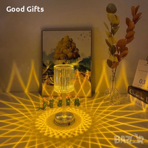 Безжична LED Кристална светеща лампа с дистанционно с вградена батерия, снимка 4 - Настолни лампи - 40677628