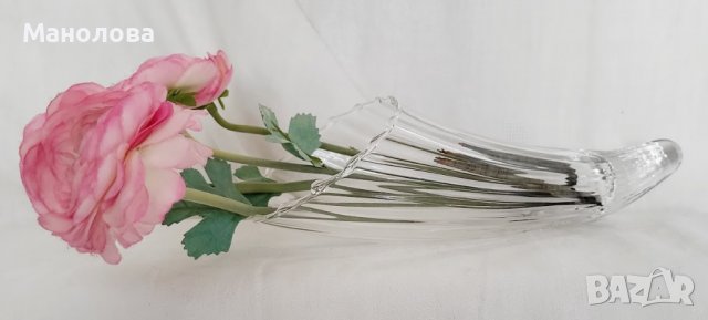 Художествена стъклена ваза Рог на изобилието., снимка 5 - Вази - 38465809