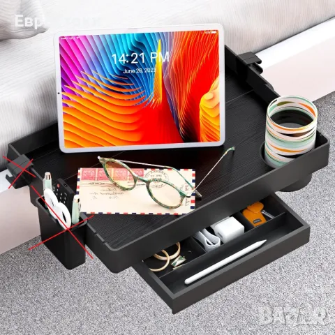 SOLEJAZZ Нощен рафт за легло, горен рафт за двуетажно легло, сгъваема щипка на нощно шкафче, снимка 3 - Етажерки - 47565949