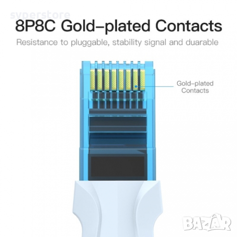 Кабел за Лан мрежа 1м. Екраниран Vention VAP-A10-S100 LAN UTP CAT-5e Сив, снимка 2 - Кабели и адаптери - 36465587