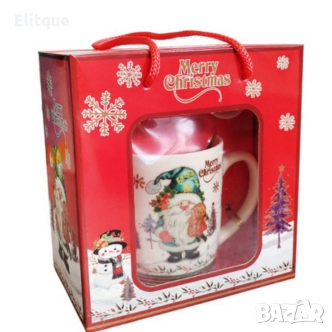 Празничен комплект чаша + лъжичка в луксозна кутия – Merry Christmas, снимка 3 - Други - 52575458