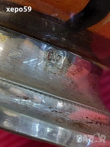 Много рядък авторски керамичен сет със сребърен обков/кана за ракия+ шест чаши,сребро проба 800, снимка 7 - Аксесоари за кухня - 52315971