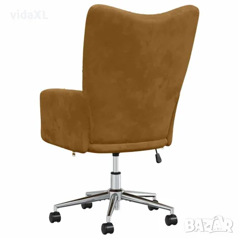 vidaXL Релакс стол, кафяв, кадифе, снимка 5 - Столове - 56146898