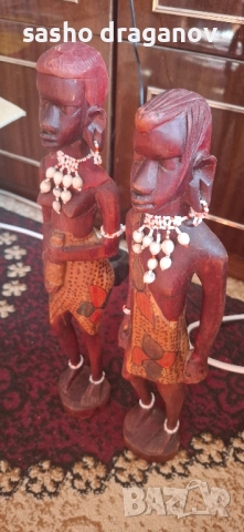 2 ръчно изработени африкански дърворезби