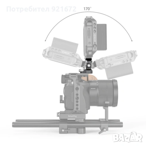 Smallrig 2903B Държач за монитор Swivel and Tilt Adjustable Monitor Mount with ARRI-Style Mount, снимка 6 - Чанти, стативи, аксесоари - 54358273