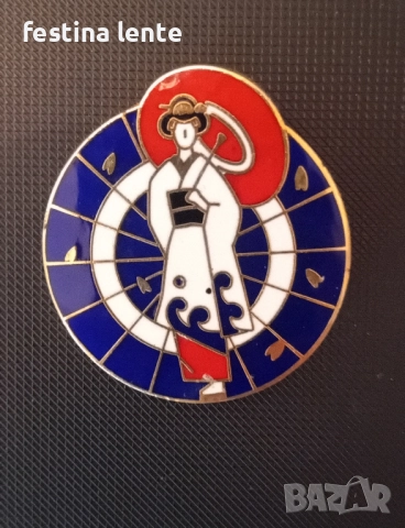 Винтидж емайлирана значка Киото/Япония