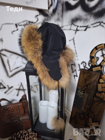 Шапка с естествен пух от лисица , снимка 2 - Шапки - 52797462