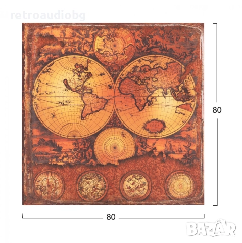  Картина дизайн карта за земята 80x80, снимка 2 - Картини - 52736233
