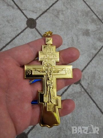 Златист православен нагръден кръст  ортодоксален нагръден кръст свещеннически кръст за богослужения, снимка 2 - Антикварни и старинни предмети - 54206531